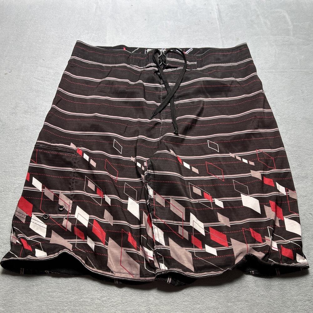 Y2k 2000s Baggy Board Shorts Mens 38x12 Ripstop Anchor Blue VTG AOP Swim Trunks